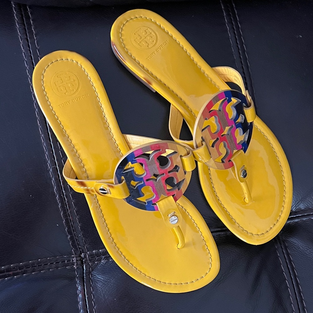 Tory Burch Yellow and Multicolor Sandals size 8 1/5